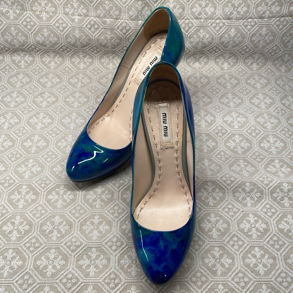 Custom dyed patent leather miu miu heels